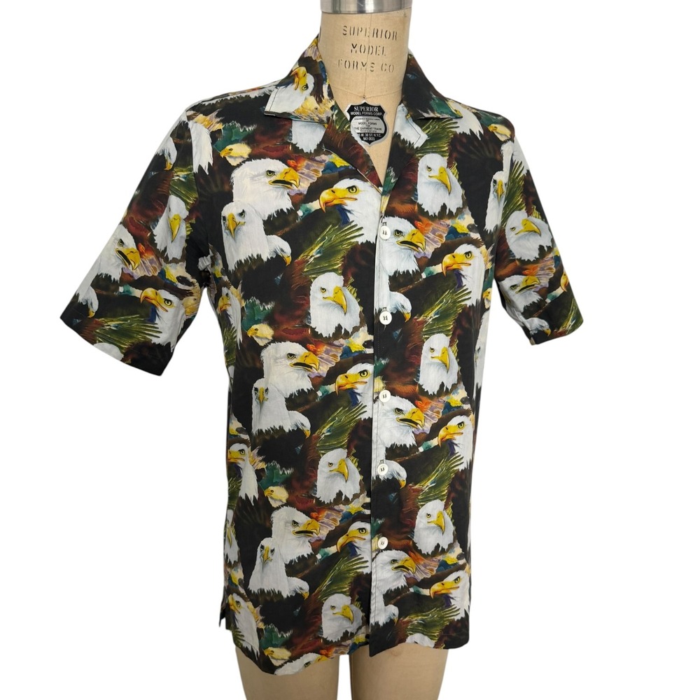 Rhude Mens Bald Eagle Short Sleeve Button Up Shirt Mens S Truck Stop American